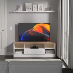 Ready Assembled 2 U Norton Wide 1 Drawer TV & Media Unit (Ready Assembled) in White - Size: Large - thumbnail 1