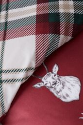 Catherine Lansfield 'Munro Stag' Check Duvet Set in Red - Size: King - thumbnail 4