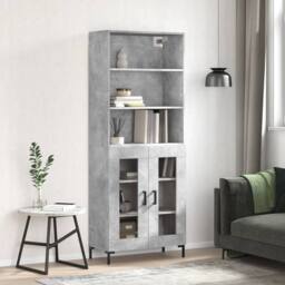 Berkfield Home Highboard Concrete Grey 69.5x34x180 cm Engineered Wood - thumbnail 2