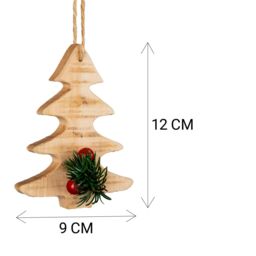 Shatchi Wooden Craft Xmas Tree Shape - Tree Hanging Decoration - 12X9X1.5cm in Brown - Size: 12X9X1.5 cm - thumbnail 2