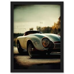 Artery8 Classic Sports Car Cinematic Beauty Shot Nostalgic Print Artwork Framed Wall Art Print A4 in Black - thumbnail 1