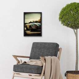 Artery8 Classic Sports Car Cinematic Beauty Shot Nostalgic Print Artwork Framed Wall Art Print A4 in Black - thumbnail 2
