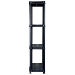 Berkfield Home Storage Shelf 4-Tier Black 61x30.5x130 cm Plastic - thumbnail 4