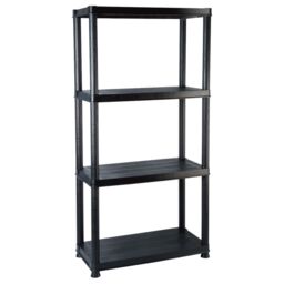 Berkfield Home Storage Shelf 4-Tier Black 61x30.5x130 cm Plastic - thumbnail 2