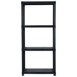 Berkfield Home Storage Shelf 4-Tier Black 61x30.5x130 cm Plastic - thumbnail 3