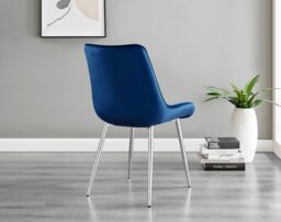 FurnitureboxUK Giovani 4 Grey Dining Table & 4 Pesaro Silver Leg Chairs in Navy - thumbnail 4