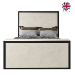 KDMD Adisham Upholstered Electric Media Black & Cream White TV Bed Frame - Size: Single - thumbnail 3