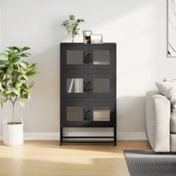 Berkfield Home Highboard Black 68x39x123 cm Steel - Size: 68 x 39 x 123 cm - thumbnail 4