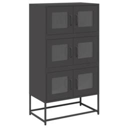 Berkfield Home Highboard Black 68x39x123 cm Steel - Size: 68 x 39 x 123 cm - thumbnail 2