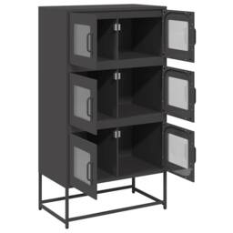 Berkfield Home Highboard Black 68x39x123 cm Steel - Size: 68 x 39 x 123 cm - thumbnail 6