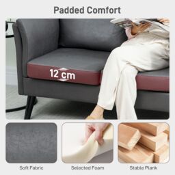 HOMCOM Small Sofa, Loveseat Sofa for Bedroom, Home Office in Dark Grey - Size: 2 Seater - thumbnail 6