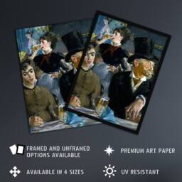 "Artery8 At the Cafe Paris Nightlife Scene Manet Vintage Wall Art Print Poster in Blue - Size: W18"" x H24""" - thumbnail 2