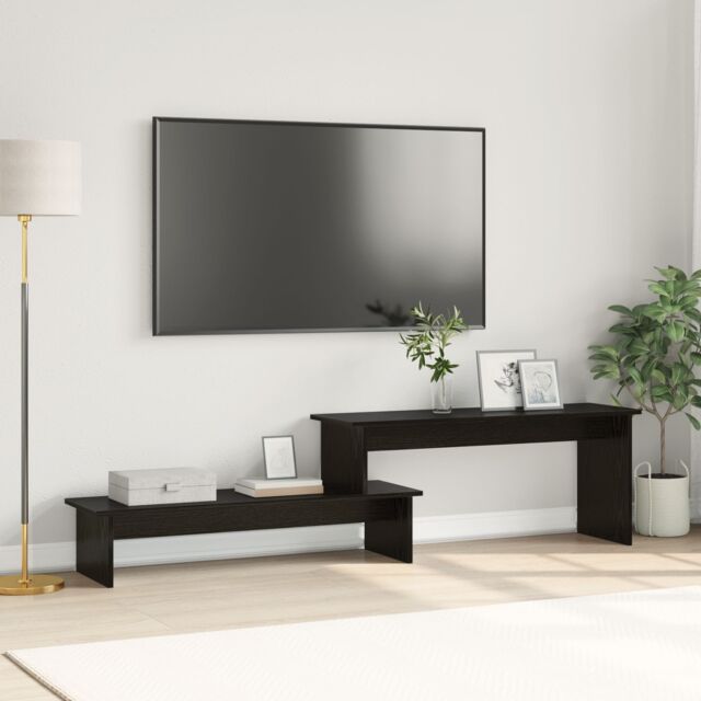 Berkfield Home TV Cabinet Black oak 180 x 30 x 43 cm Engineered wood - image 1