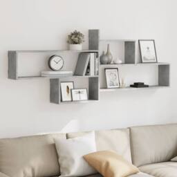 Berkfield Home Wall Shelf Concrete Grey 167.5x18x68 cm Engineered Wood - thumbnail 2
