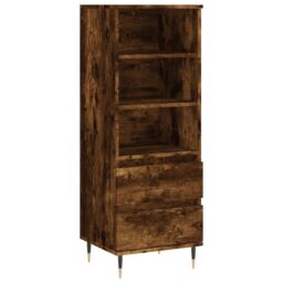 Berkfield Home Highboard Smoked Oak 40x36x110 cm Engineered Wood in Brown - Size: 40 x 36 x 110 cm - thumbnail 2