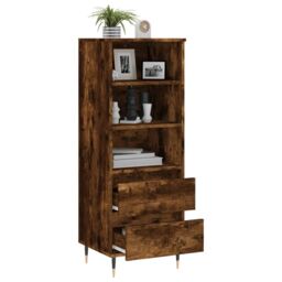 Berkfield Home Highboard Smoked Oak 40x36x110 cm Engineered Wood in Brown - Size: 40 x 36 x 110 cm - thumbnail 4