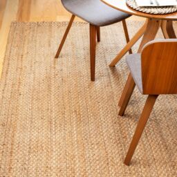 Loomed Natural Beige Brown Jute Rustic Living Room Area Rug & Runner Rugs - Size: 80 cm x 150 cm - thumbnail 2