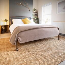 Loomed Natural Beige Brown Jute Rustic Living Room Area Rug & Runner Rugs - Size: 80 cm x 150 cm - thumbnail 1