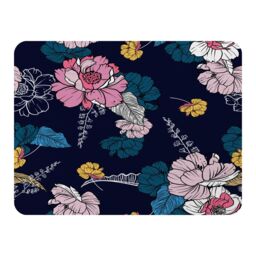 Benjamin Tate Design Pink Flowers On Navy Blanket in Natural - Size: 120 cm x 150 cm - thumbnail 1