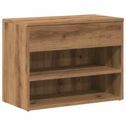 Berkfield Home Shoe Bench Artisan Oak 60x30x45 cm Engineered Wood in Brown - Size: 60 x 30 x 45 cm - thumbnail 2