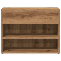 Berkfield Home Shoe Bench Artisan Oak 60x30x45 cm Engineered Wood in Brown - Size: 60 x 30 x 45 cm - thumbnail 4