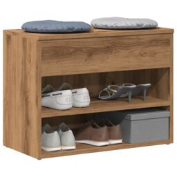 Berkfield Home Shoe Bench Artisan Oak 60x30x45 cm Engineered Wood in Brown - Size: 60 x 30 x 45 cm