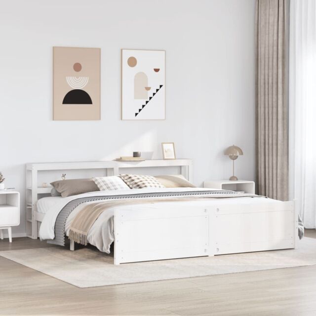 Berkfield Home Bed Frame with Headboard without Mattress White 180x200 cm Super King - image 1