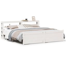 Berkfield Home Bed Frame with Headboard without Mattress White 180x200 cm Super King - thumbnail 2