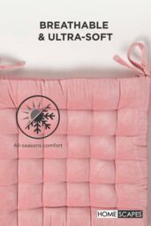 Homescapes Seat Pad Luxury 100% Cotton Velvet Indoor Outdoor Garden Cushion, 40cm in Pink - Size: 40 cm x 40 cm - thumbnail 6