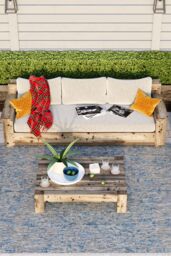 Kukoon Blue & Grey Mottled Outdoor, Garden & Patio Area Rug - Size: 80 cm x 150 cm - thumbnail 1