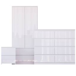 HD Designs Vida Designs Glinton 3 Piece Bedroom Set (2 Drawer Bedside Chest, 8 in White - thumbnail 2