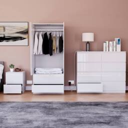 HD Designs Vida Designs Glinton 3 Piece Bedroom Set (2 Drawer Bedside Chest, 8 in White - thumbnail 3
