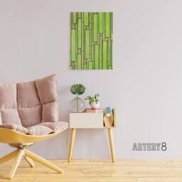 "Artery8 Green Bamboo Vintage Pattern Canvas Wall Art Print Furuya Korin - Size: W18"" x H24""" - thumbnail 3