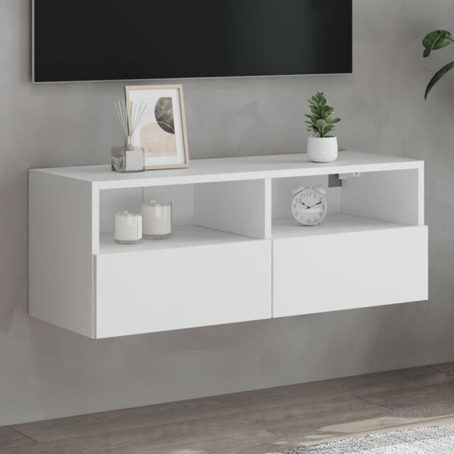Berkfield Home TV Wall Cabinet White 80x30x30 cm Engineered Wood - Size: 80 x 30 x 30 cm - image 1
