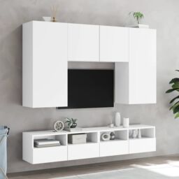 Berkfield Home TV Wall Cabinet White 80x30x30 cm Engineered Wood - Size: 80 x 30 x 30 cm - thumbnail 4