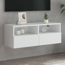 Berkfield Home TV Wall Cabinet White 80x30x30 cm Engineered Wood - Size: 80 x 30 x 30 cm - thumbnail 1