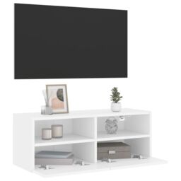 Berkfield Home TV Wall Cabinet White 80x30x30 cm Engineered Wood - Size: 80 x 30 x 30 cm - thumbnail 6