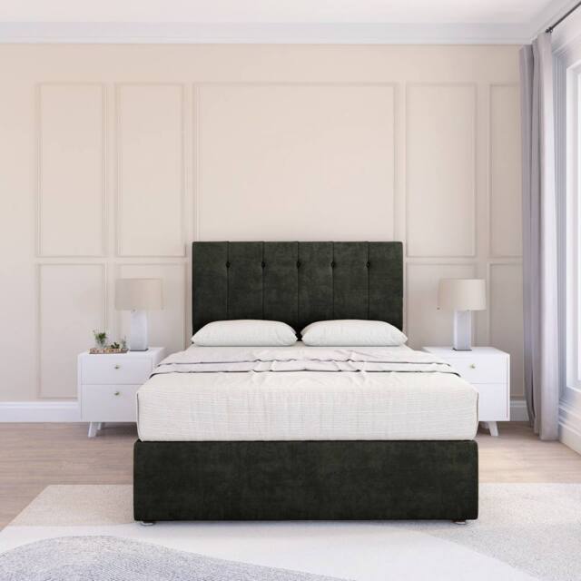 "Sloomy Cambridge Dumfries Divan Set 2 Drawers-26"" Headboard-Footboard in Dark Grey - Size: King" - image 1