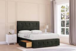 "Sloomy Cambridge Dumfries Divan Set 2 Drawers-26"" Headboard-Footboard in Dark Grey - Size: King" - thumbnail 2