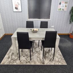 KOSY KOALA Kitchen Dining Table Set for 4 Wooden Dining Table & 4 Leather Chairs - Size: 140 cm x 80 cm