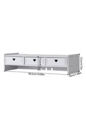 Living and Home White Monitor Stand Riser with Drawers - thumbnail 7