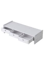 Living and Home White Monitor Stand Riser with Drawers - thumbnail 6