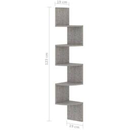 Berkfield Home Wall Corner Shelf Concrete Grey 19x19x123 cm Engineered Wood - Size: 19 x 19 x 123 cm - thumbnail 7