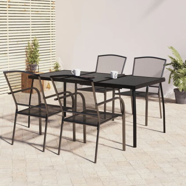 Berkfield Home 5 Piece Garden Dining Set Anthracite Steel in Black
