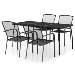 Berkfield Home 5 Piece Garden Dining Set Anthracite Steel in Black - thumbnail 2