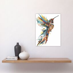 "Artery8 Colourful Abstract Sylph Hummingbird Folk Art Wall Art Print - Size: W24"" x H32""" - thumbnail 4