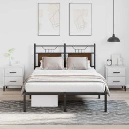 Berkfield Home Bed Frame without Mattress Brown Oak 120x190 cm Small Double Engineered Wood - thumbnail 4