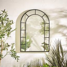 FurnitureboxUK Winona Black Large Arched Window 90x60cm Garden Mirror - Size: 90x60 cm - thumbnail 2