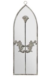"MirrorOutlet Concrete Colour Metal Frame Arched Garden Mirror 24"" x 8"" 60 x 20CM in Grey - Size: 1 Pack" - thumbnail 5