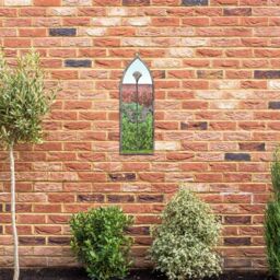 "MirrorOutlet Concrete Colour Metal Frame Arched Garden Mirror 24"" x 8"" 60 x 20CM in Grey - Size: 1 Pack" - thumbnail 6